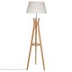 Lampadaire trépied bois avec support et abat-jour blanc H 156cm - ATMOSPHERA
