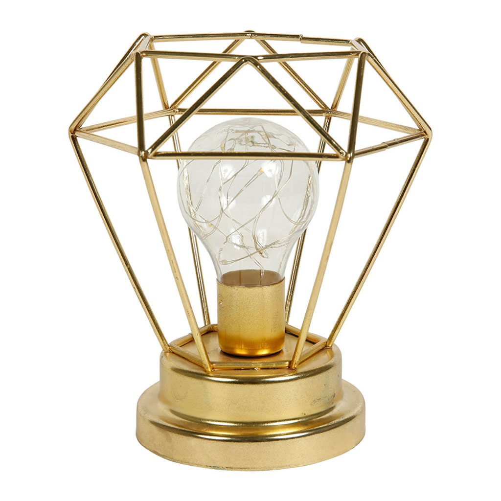 Lampe à piles ATOM métal dorée H 16.5cm - Centrakor