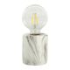 Lampe à poser cylindrique ciment effet marbre blanc H 18cm