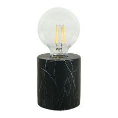 Lampe à poser cylindrique ciment effet marbre noir H 18cm