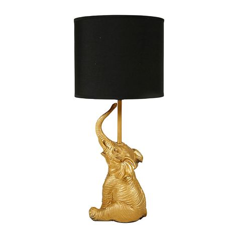 Lampe à poser lapin résine dorée et abat-jour noir H 44cm - Centrakor