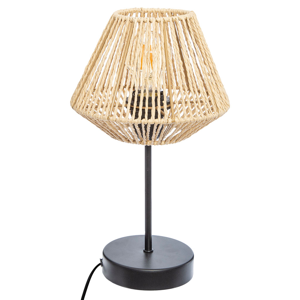 Lampe à poser filaire corde naturel beige H 34cm