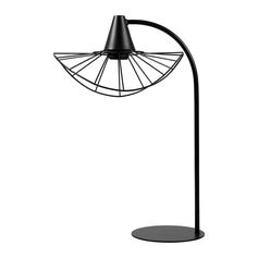 Lampe à poser métal filaire ombrelle noir H 45cm