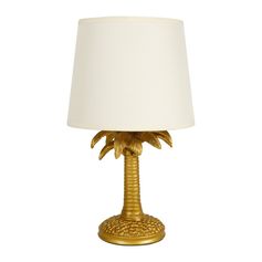 Lampe à poser palmier résine dorée H 35cm