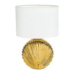 Lampe coquillage céramique dorée H35cm