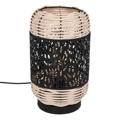 Lampe COSY MIX en métal et rotin H 30cm
