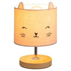 Lampe de chevet abat-jour chat gris H 21cm