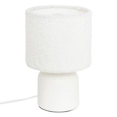 Lampe de chevet bouclette blanc H 22cm