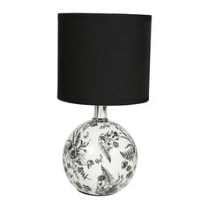 Lampe de chevet boule ANGELIQUE céramique noire H 24cm