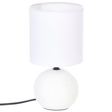 Lampe de chevet boule striée blanc D 25cm