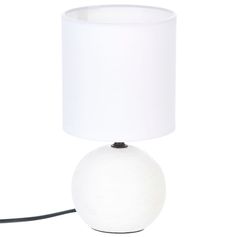 Lampe de chevet boule striée blanc D 25cm
