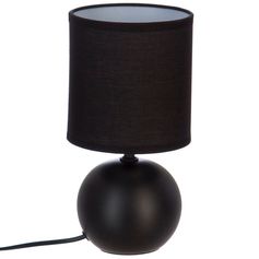 Lampe de chevet céramique boule noir mat H 25cm