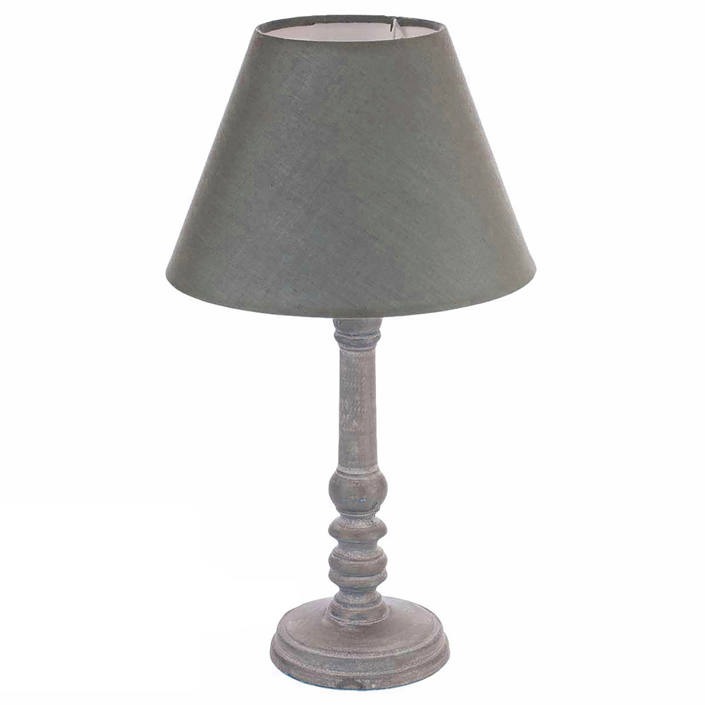 Lampe de chevet socle boule strié grise H25cm - Centrakor