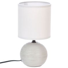 Lampe de chevet socle boule striée grise H25cm