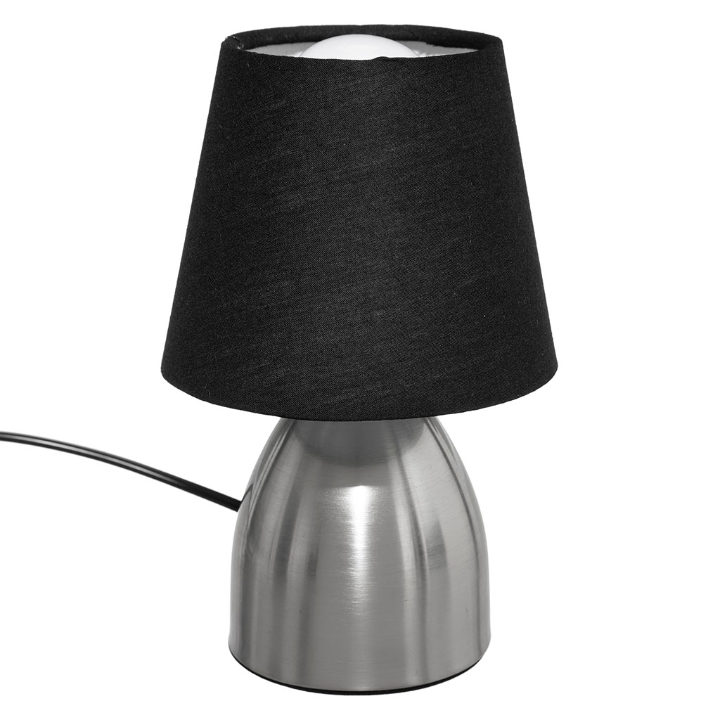 Lampe de chevet tactile abat-jour noir H 19.5cm - Centrakor