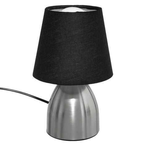 Lampe de chevet tactile abat-jour noir H 19.5cm - Centrakor
