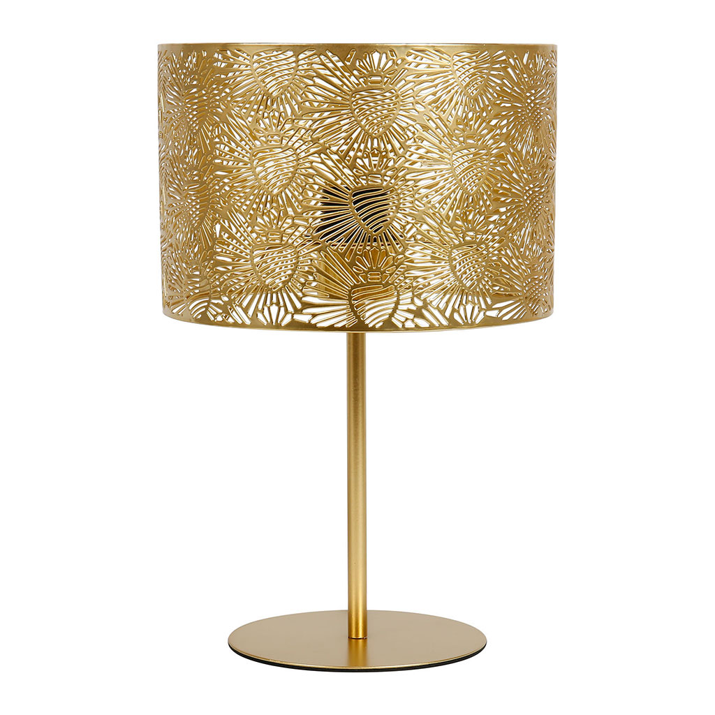 Lampe métal perforé doré D22cm