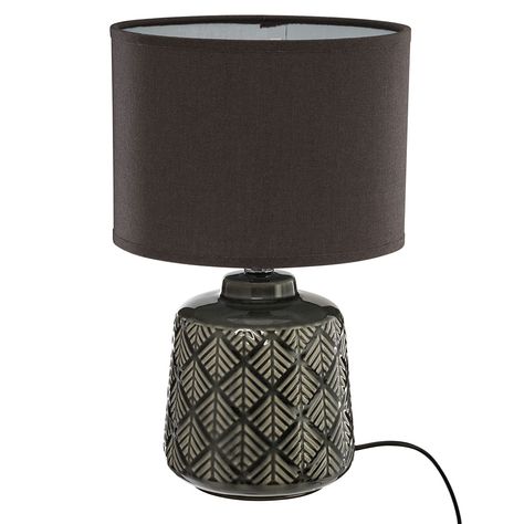 Lampe de chevet céramique boule noir mat H 25cm - Centrakor