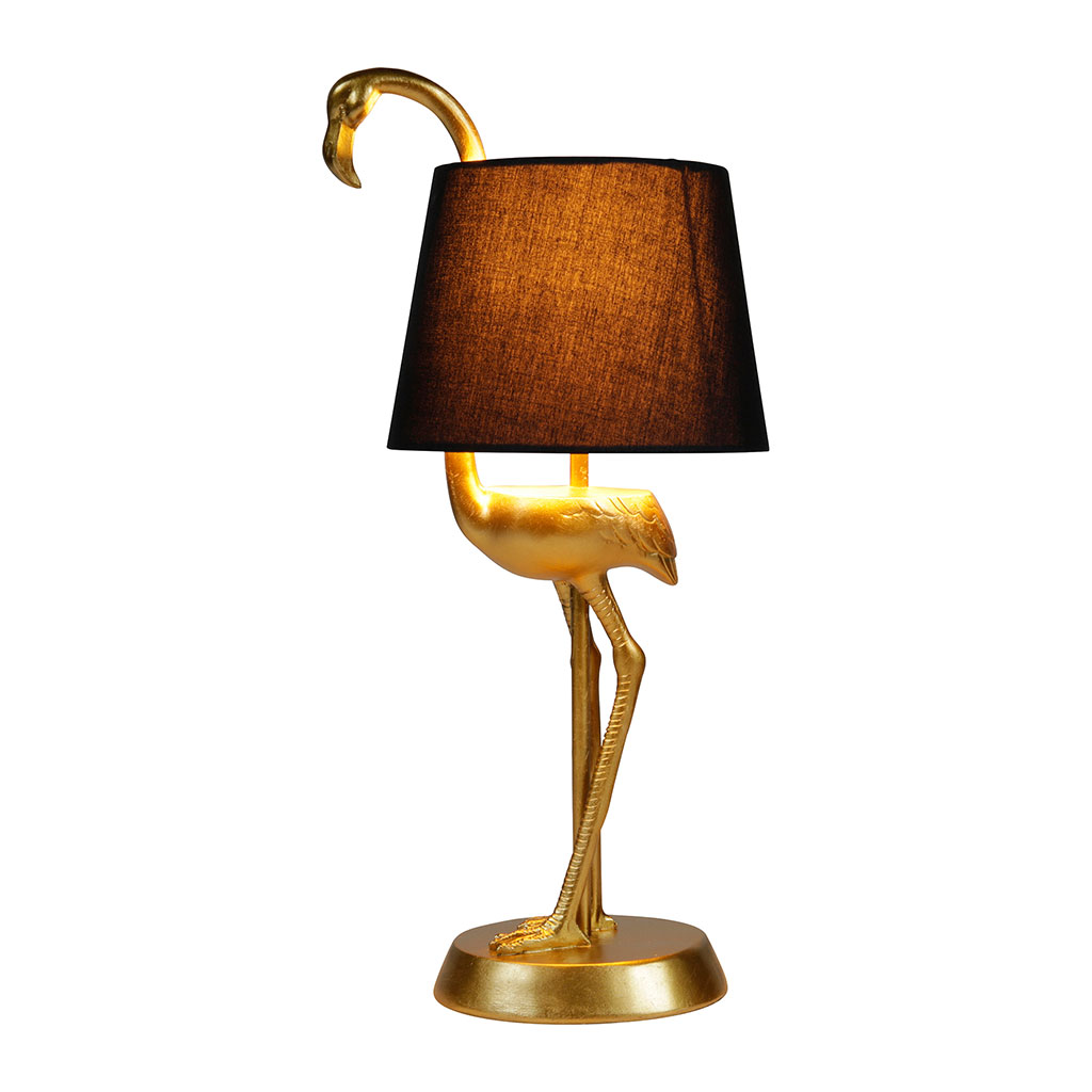Lampe à poser flamant dorée H 47cm - Centrakor