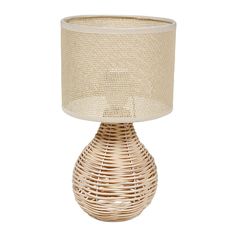 Lampe rotin naturel D 17x30.5cm