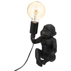 Lampe singe assis noir H 24.5cm