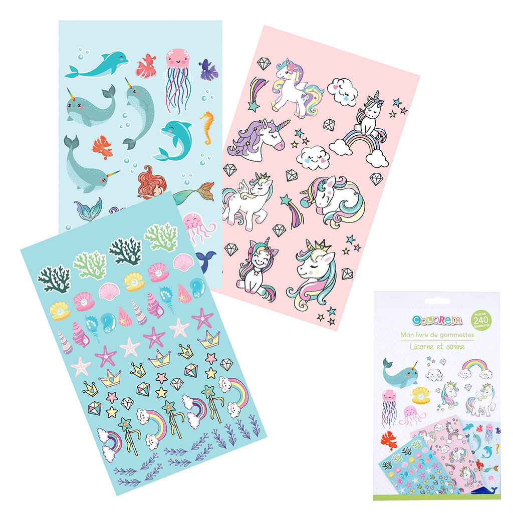 Livre de gommettes licorne et sirène