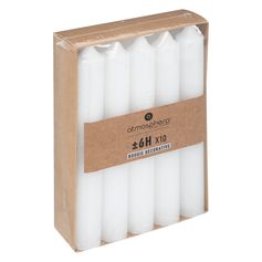 Lot de 10 bougies bâton blanches H20cm