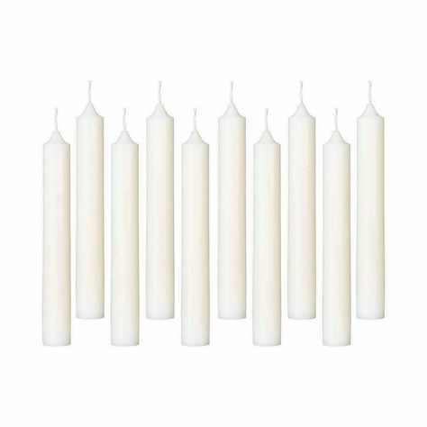 Lot de 10 bougies bâton blanches H20cm - Centrakor