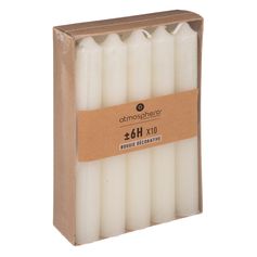 Lot de 10 bougies bâton ivoire 45g H16cm