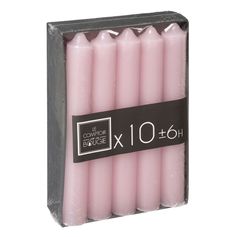 Lot de 10 bougies bâton rose H 16cm