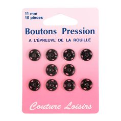 Lot de 10 boutons pression noirs 11mm