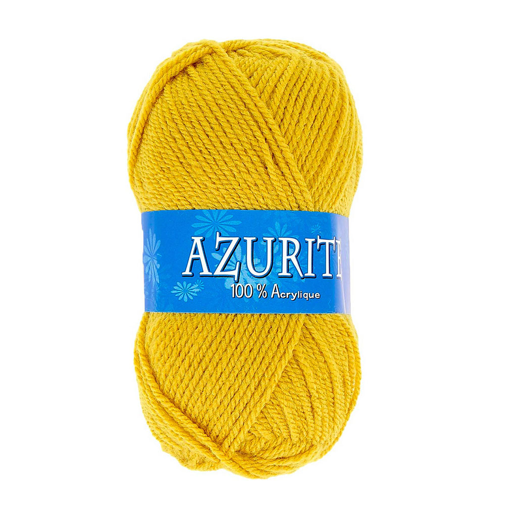 Lot De 10 Pelotes De Laine Azurite Jaune Canari - 100% Acrylique, 50g/140m, Distrifil