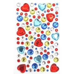 Lot de 109 stickers en strass et cœur