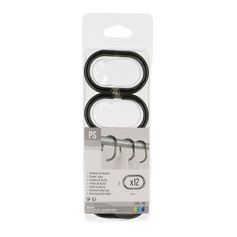 Lot de 12 anneaux de douche gris transparent