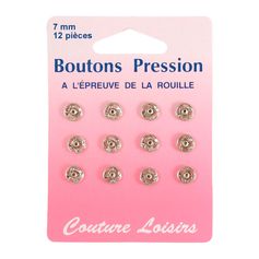 Lot de 12 boutons pression argents D 7mm