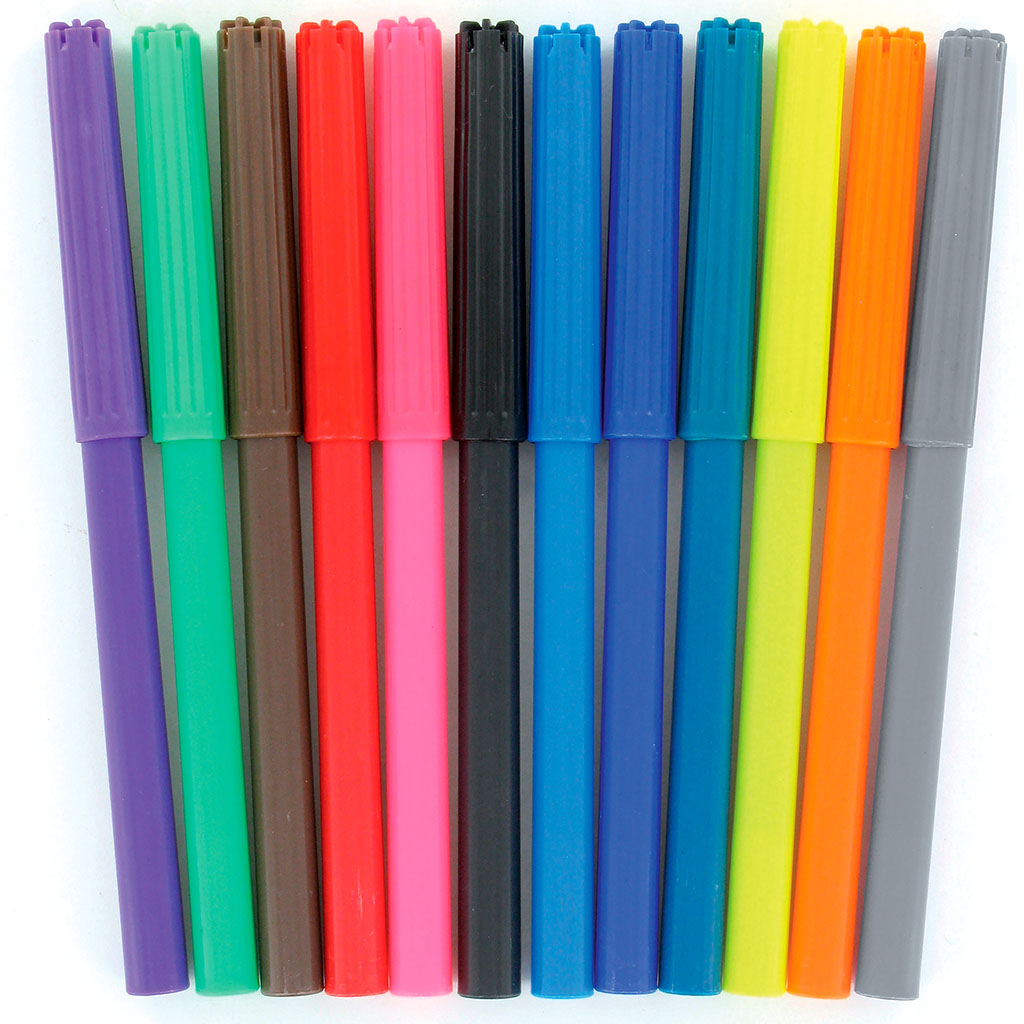 Lot de 12 crayons feutres multicolores - Centrakor