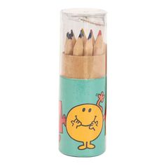 Lot de 12 mini crayons de couleurs Monsieur Madame