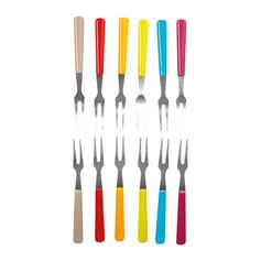 Lot de 12 mini fourchettes apéritifs inox multicolore 10cm