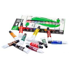 Lot de 12 tubes de peinture acrylique 12ml