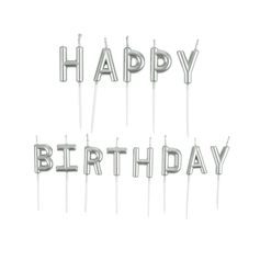 Lot de 13 bougies "happy birthday" argentées