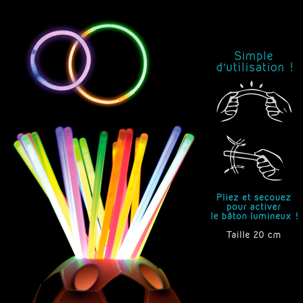bracelets fluo lumineux assortis lot de 100