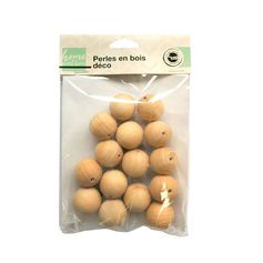 Lot de 15 perles en bois D 2.5cm