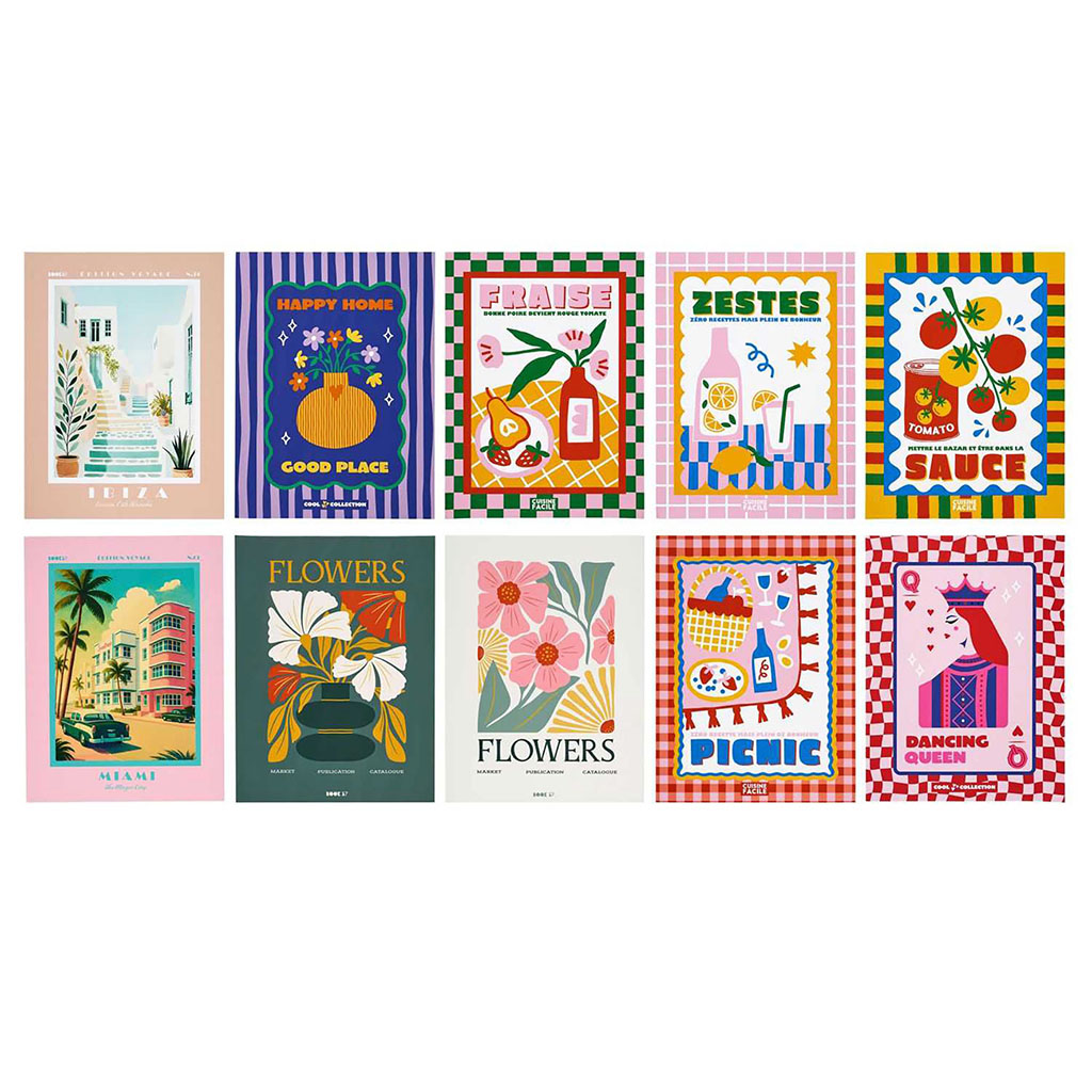 Lot de 2 affiches décoratives papier 30x40cm