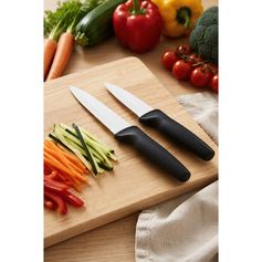 Lot de 2 couteaux d'office inox manche noir 22cm