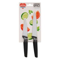 Lot de 2 couteaux d'office inox manche noir 22cm