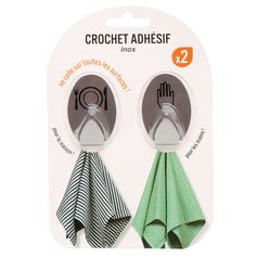 Lot de 2 crochets adhésifs inox