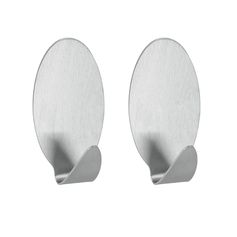 Lot de 2 crochets adhésifs ovales inox 3x6cm