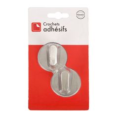 Lot de 2 crochets adhésifs rond inox tiges plates
