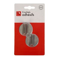 Lot de 2 crochets adhésifs rond inox tiges rondes