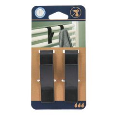 Lot de 2 crochets sèche serviette plastique noir